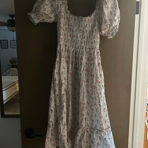 Hill House White and Red Floral Dress